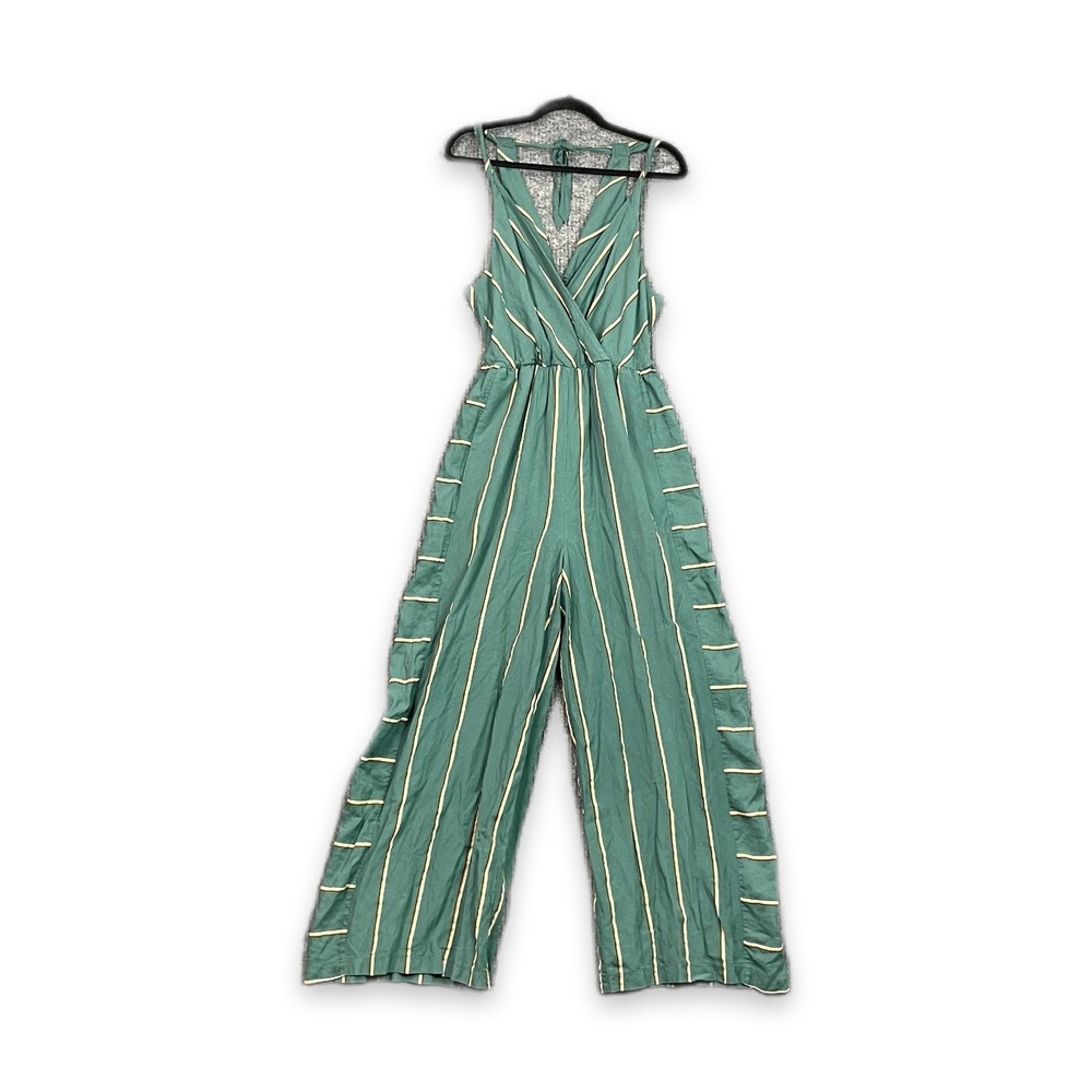 Ett Twa by Anthropologie Portsmouth Jumpsuit Womens Medium Green Striped Halter